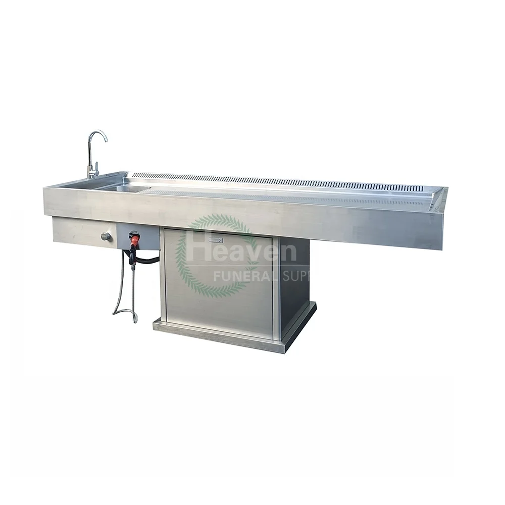 Best price mobile funeral embalming table stainless steel autopsy table for sale