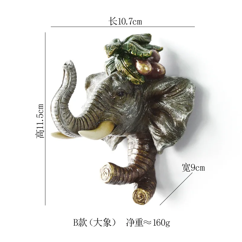 China Factory Customized Good Price Home Decorative Non Fade Resin Ornament Elephant Head Statue Wall Hanger Hanging for Hotel