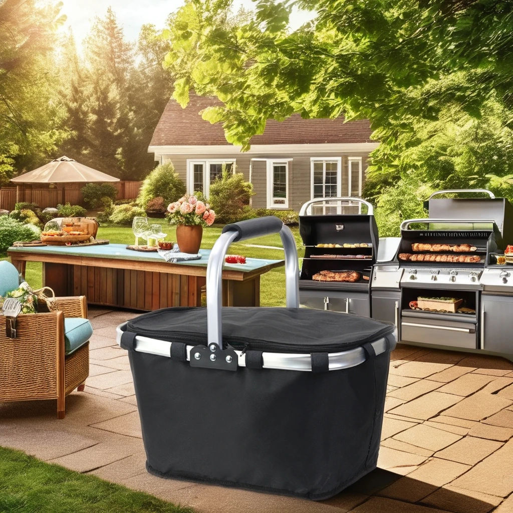 High Quality 600D Oxford Foldable Insulated Picnic Basket For Beach Summer collapsible picnic cooler bag