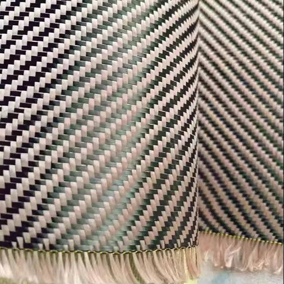 tube gold toray chopped yellow kevlar and carbon fiber mixed fabric solid hybrid carbon kevlar cloth 100d/3k 200gsm