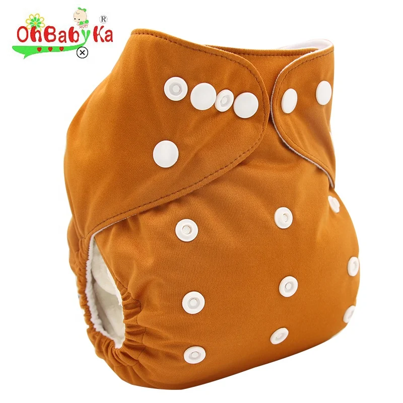 Ohbabyka Solid PUL Baby Cloth Diapers Reusable Washable Nappy Wholesale Prefold Cloth Diapers