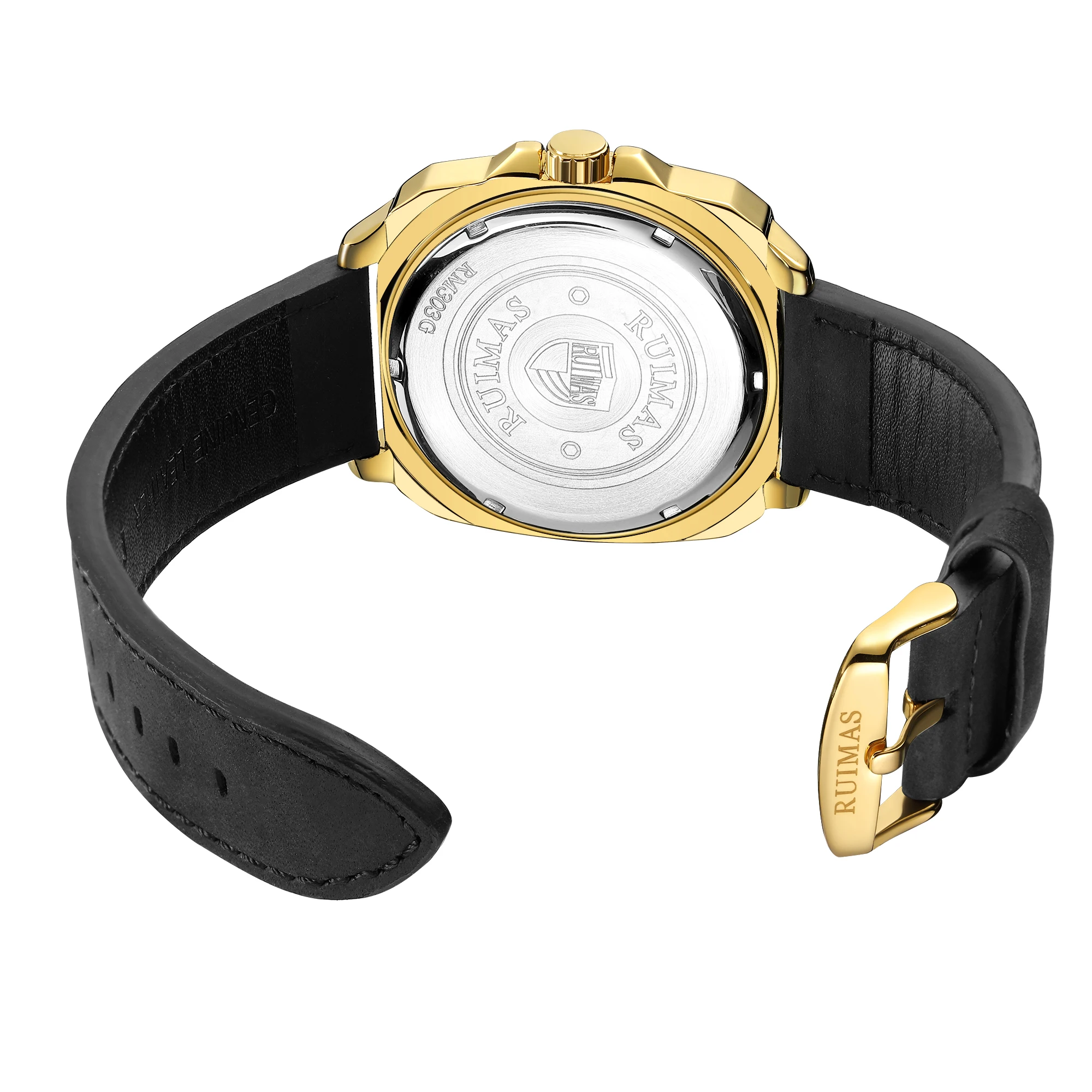Relojes Hombre RUIMAS 303 Original Brand Men Leather Quartz Watches Waterproof Luxury Square Watch