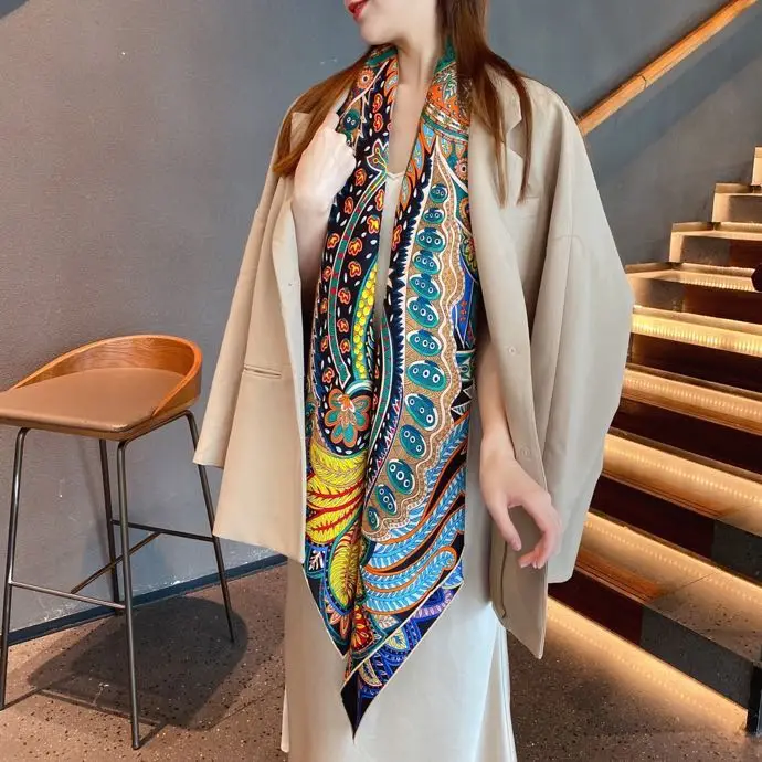 Custom Luxury Headband Silk Scarves Double Sided Satin Silk Scarf Square Silk Scarves From China