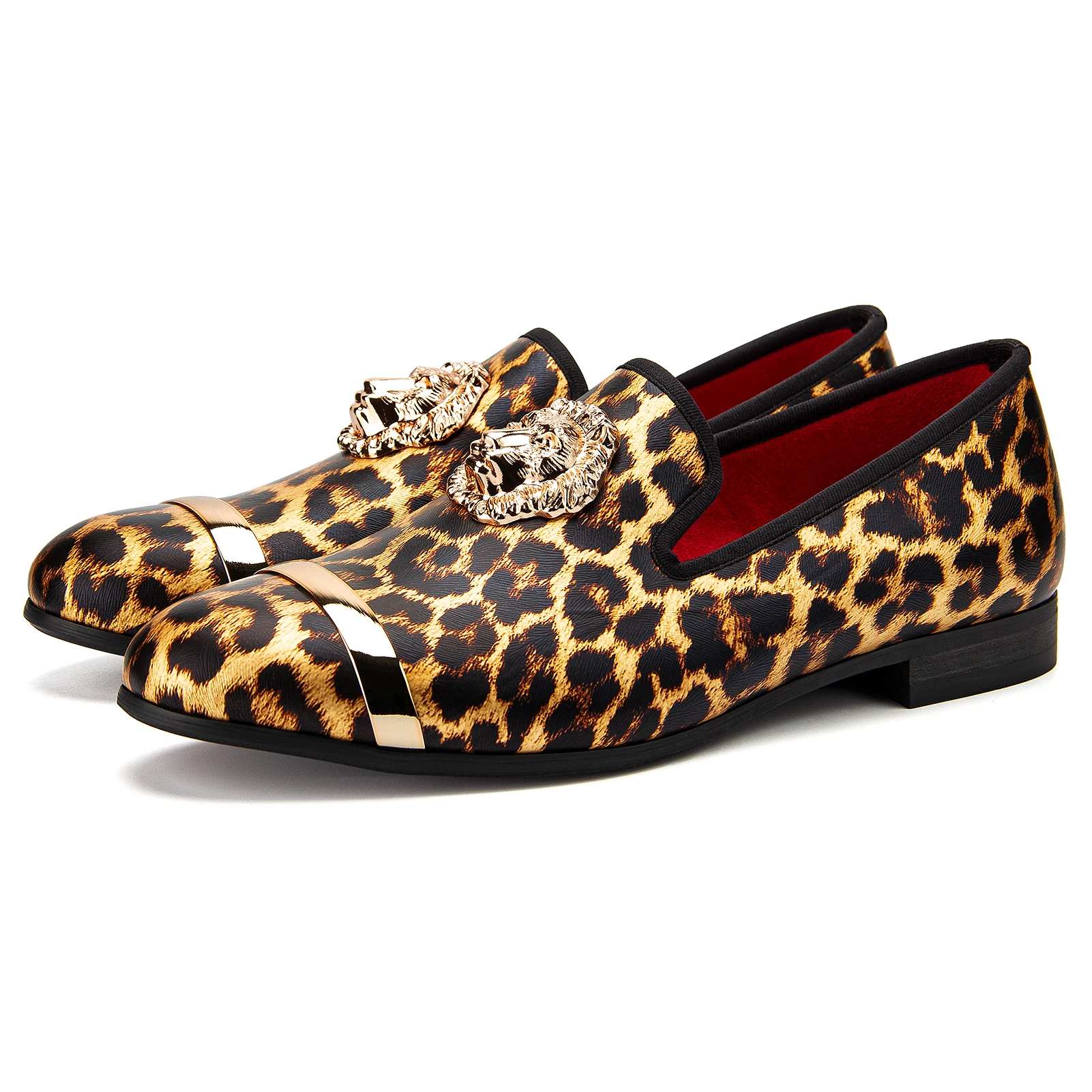 Fashion Pointed Toe Dress Shoes Mens Leopard Print Loafers Patent Leather Oxford Shoes Mens Formal Wedding Shoes