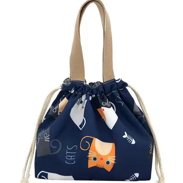 Multi-purpose Eco-friendly Bento Bag Reusable Lunch Pouch For Beach Portable Meal Carrier Bags With Drawstring