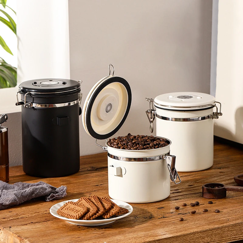 Stainless Steel Air tight Coffee Canisters for Kitchen Food, Sugar, and Tea Storage Grounds Container Jars with Date Sheet