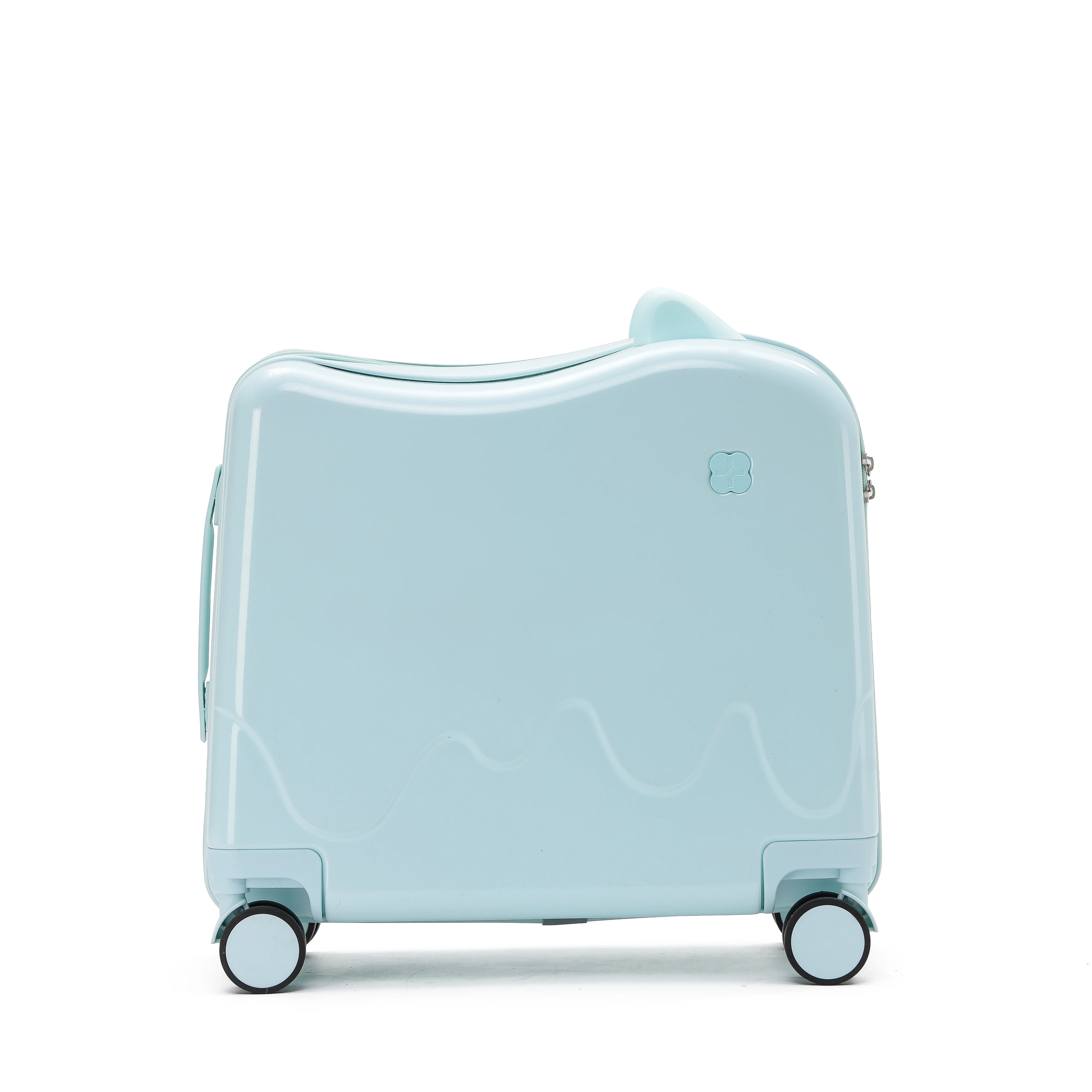 Custom travelling ride on boarding rideable travel trolley cart suitcase carry on luggage with seat for kids