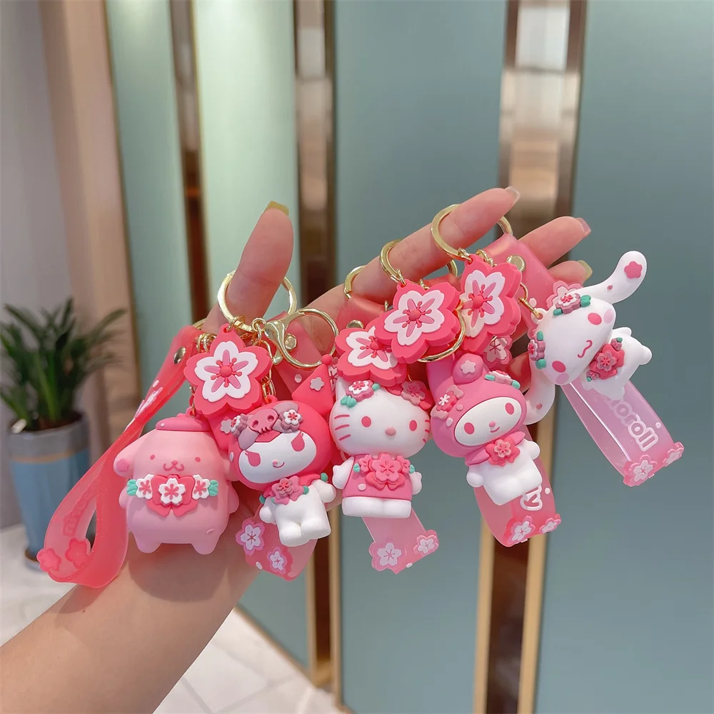 Брелок аниме Kuromi Hello Kitties Sakura серии Sanrios аксессуары Kawaii Cinnamoroll брелок кулон моя мелодия автомобильный