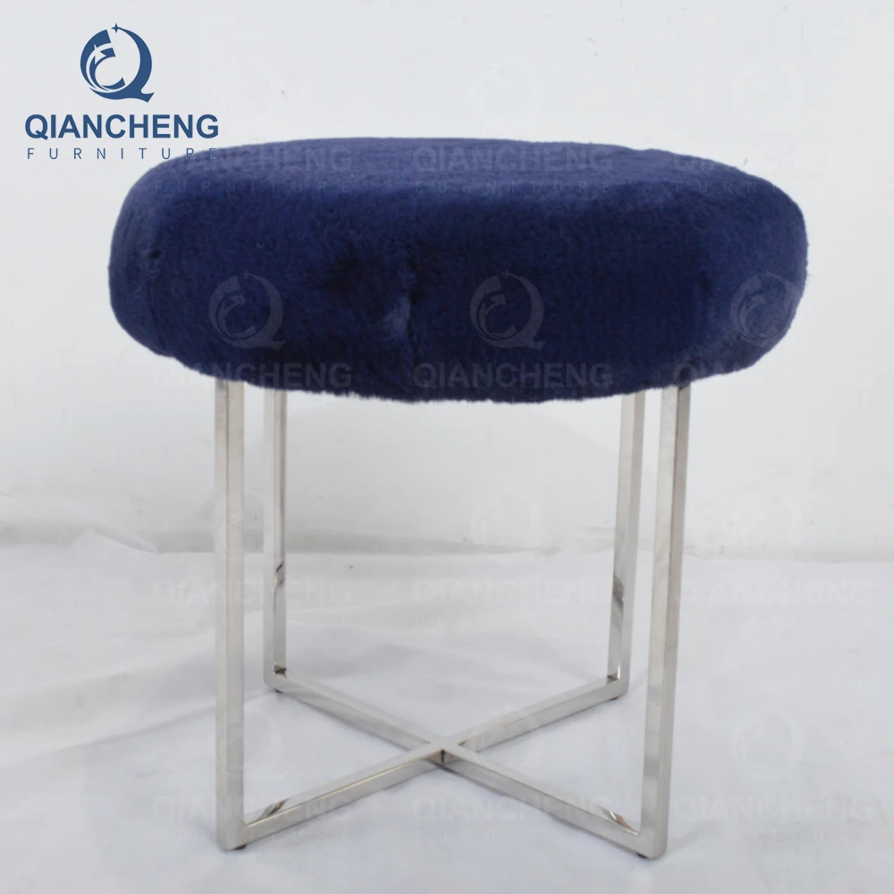 Brand new high quality round footstool made of cotton fabric cover wooden footrest pedicure circular bench