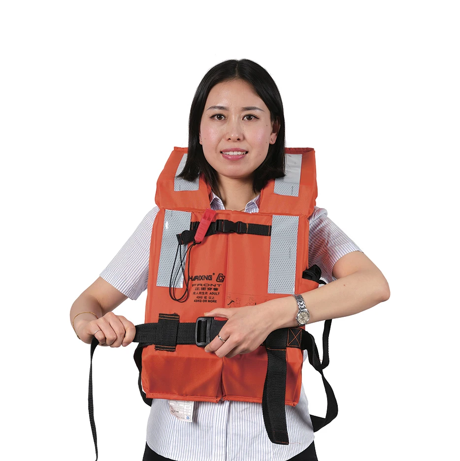 Manufacturer Lifejacket Buoyancy 150N Loss 5% 155CM 43KG Polyester PE Foam CCS EC SOLAS Life Jacket Vest HXY-A3