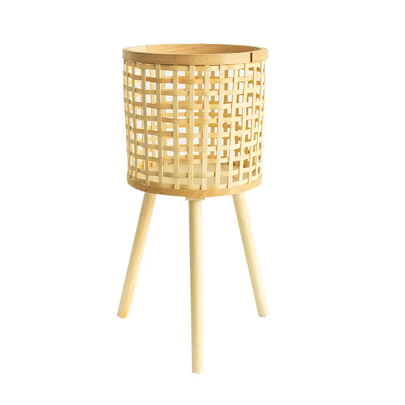 Rattan Flower Basket Bamboo Plant Pots Stand Wicker Planter Basket with Stand Legs for decorating living room, garden, terrace