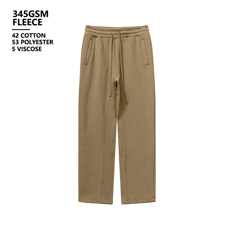2024 Winter Open Leg Joggers Hombre Gym Cotton Fleece 345GSM Custom Wide Leg Sweatpants Casual Blank Training Pants