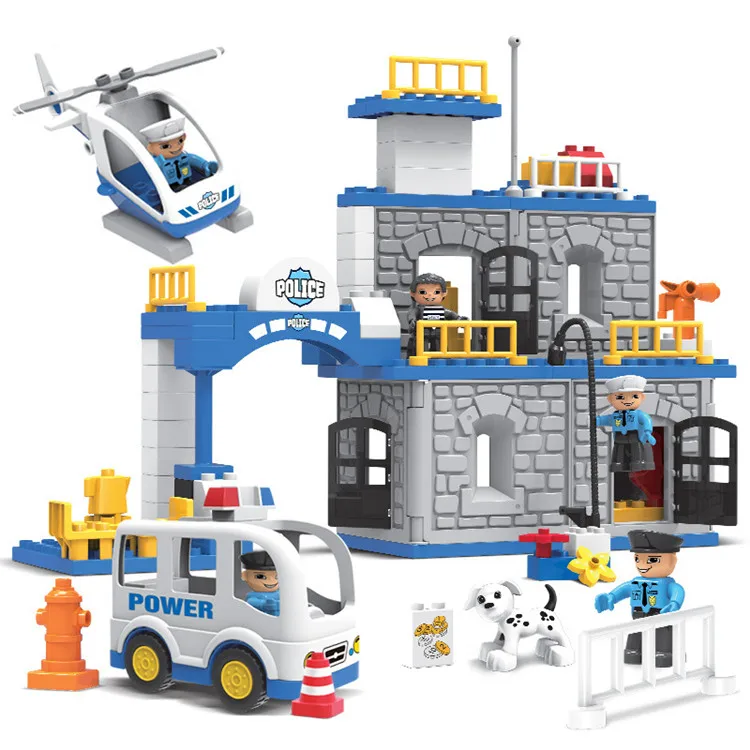 
Police station plane car diy eco toy industrial block large blocks for kids 