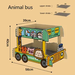 Animal Bus Double Deck Cat Scratcher Cardboard Large Pet Toy Supplies For Cat catch Bed House