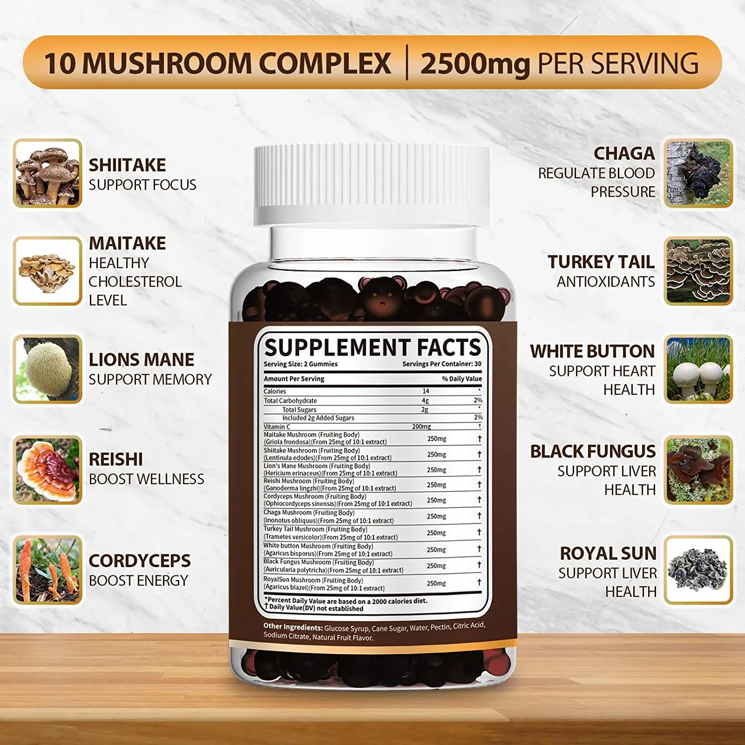 OEM/ODM/OBM Vegan Cordyceps Reishi & Lions frie hungmies частная торговая марка без сахара грибы