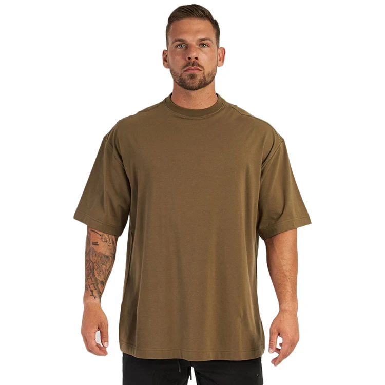 OEM Top custom plain boxy mens t shirt oversized casual drop shoulder 210gsm 100% cotton print blank  t-shirt oversizet shirt