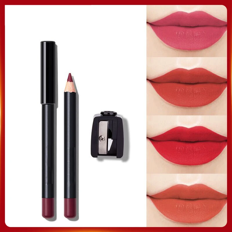 Double-Ended Matte Non-Sticky Cup Lip Liner Cross-Border Makeup Velvet Matte Lipstick And Lip Liner Set Retractable Lipliner Pen