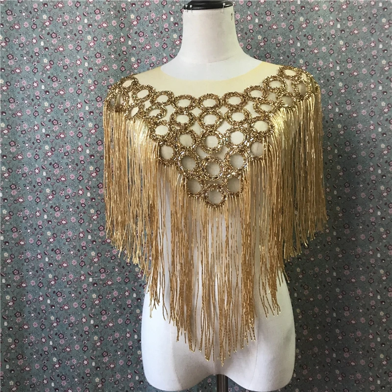Декоративный Воротник болеро с бахромой ручной работы для танцевальных платьев
