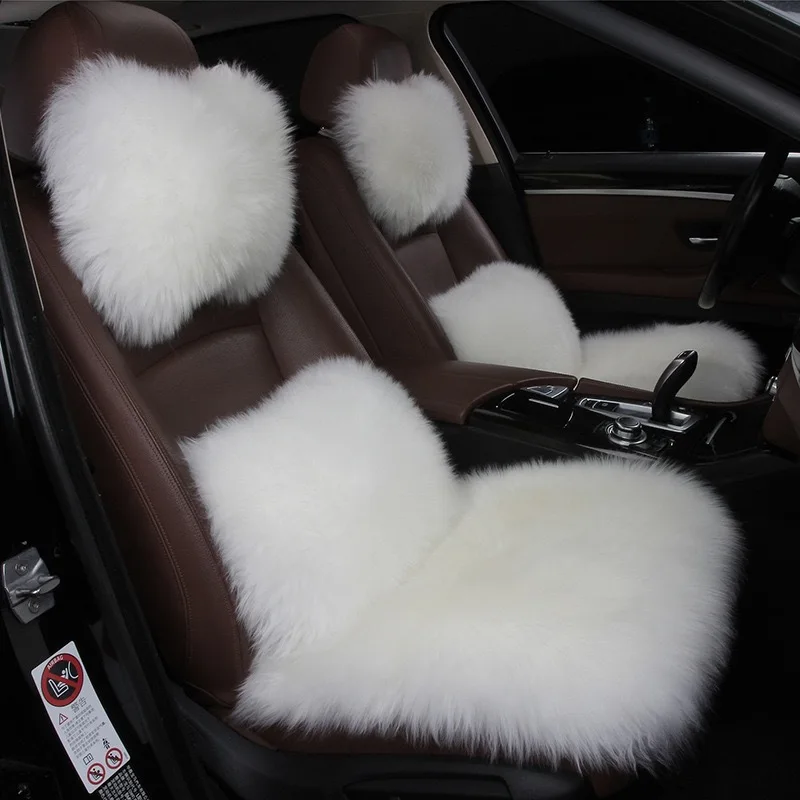 Winter wool plush fur warm car seat