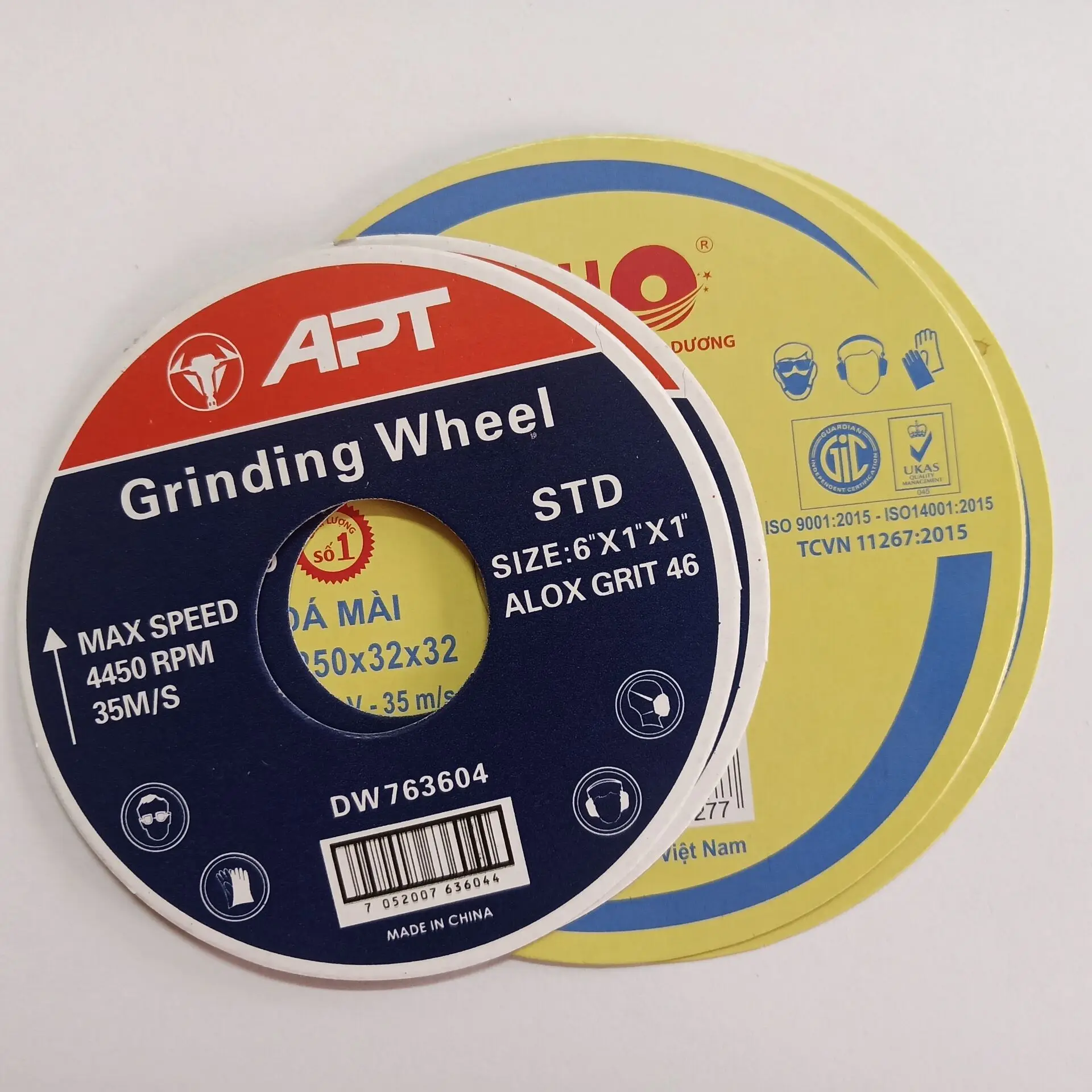 T41 Flat cutting disc chrome black paper labels and T27 grinding wheel brand labels paper