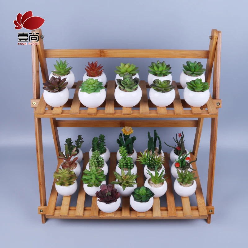 Factory direct sale small Mini Ceramic succulent Artificial Potted Plant For Home Decoration ES1196