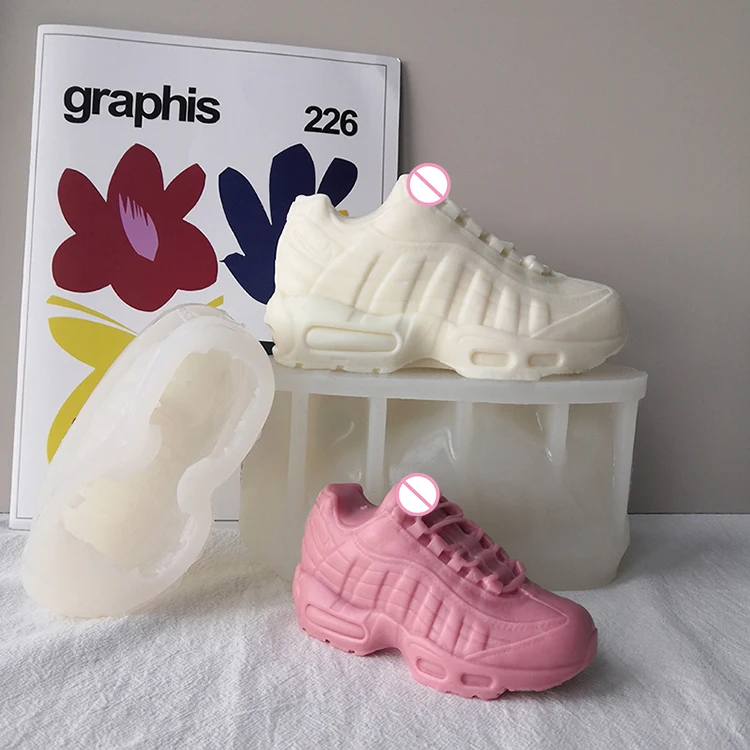 New Arrivals Custom 3D Creative Design Reusable Easy To Release Silicone Basketball Sneaker Shoe Candle Mold