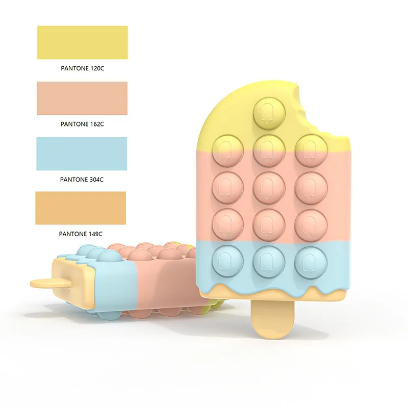 New Color Rainbow 3d ice cream shape Stress Balls Fidget Toy Silicone Popping Push It Bubble Fidget Ball Mesh Squish Stress Reli