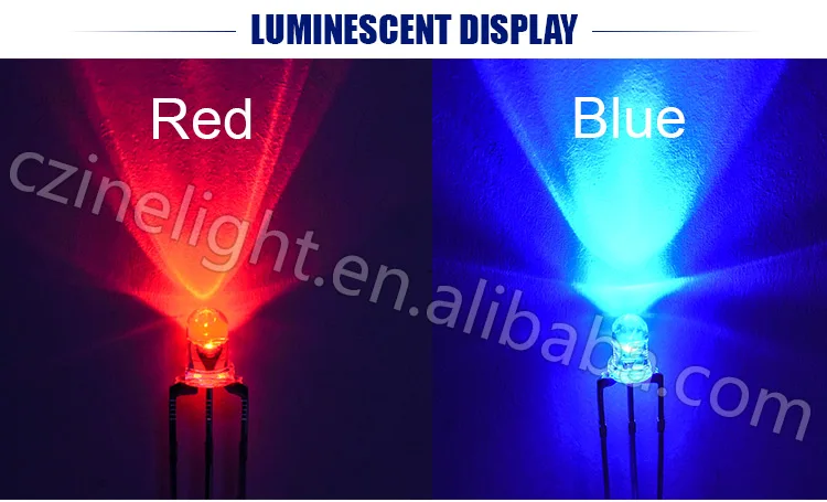 1000pcs/bag Bicolor Red Green Blue Yellow clear Lens Round 3 Pins Two Colors 3mm Led Diode For Indicator light