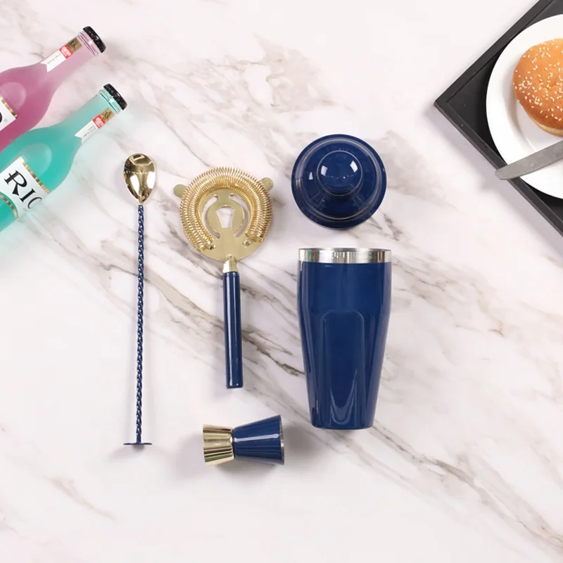 
High Quality Luxury 4pcs Stainless Steel Spray Paint Gold Plated Bar Shaker Set 