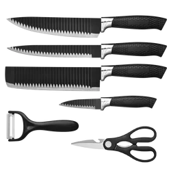 Customized Logo Cooking Tools Stainless Steel 6pcs Kitchen Knife Sets Plastic Handle Non-stick Knives Set