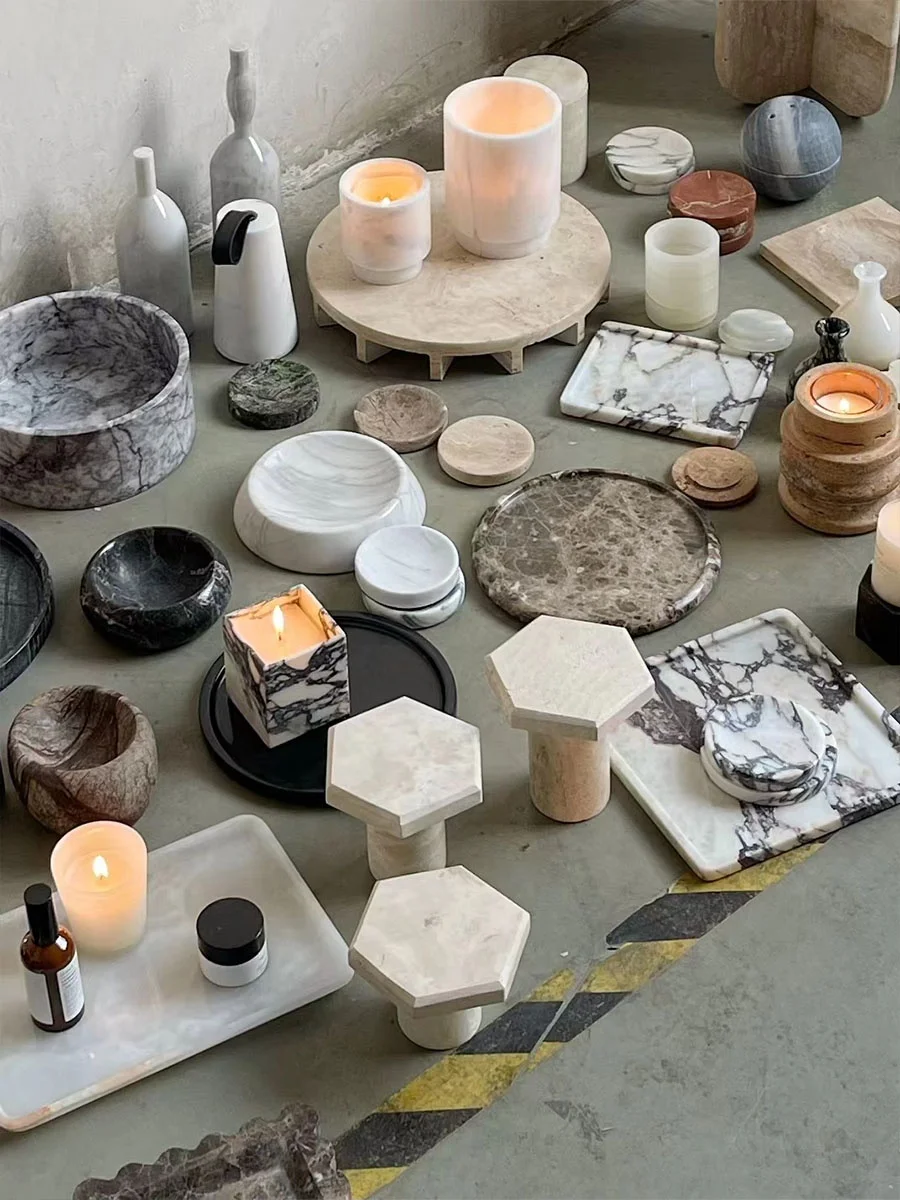 Prefab Nero marquina black marble serving tray Round tray dia 20x3cm