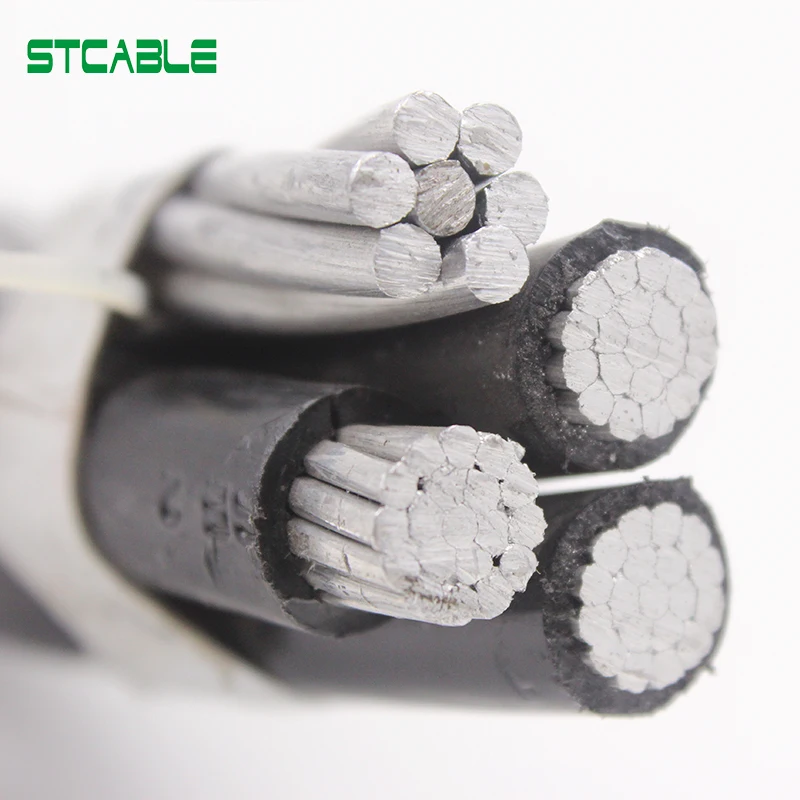Power cable xlpe insulation with bare neutral messenger 0.6/1kv 4 core abc cable