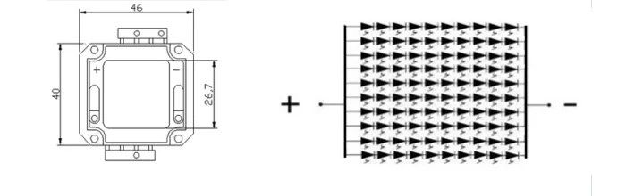 High intensity 100w red chip led COB 650nm 660nm 670nm