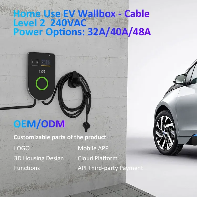 Manufactory Home Use Wallbox 7kw 7.5kw 11kw Ev Fast Charging Station Type2 Adapter Wall-Mounted Charger Station For Electric Car