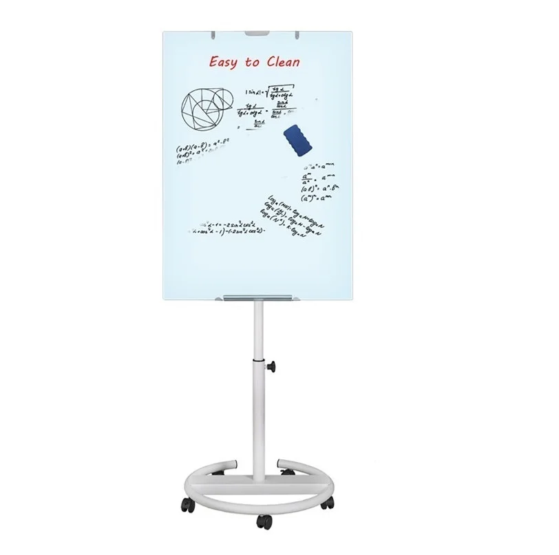 Office Classroom Supplies Tempered Magnetic Dry-erase Glass Flip Chart Standard Whiteboard With Wheel