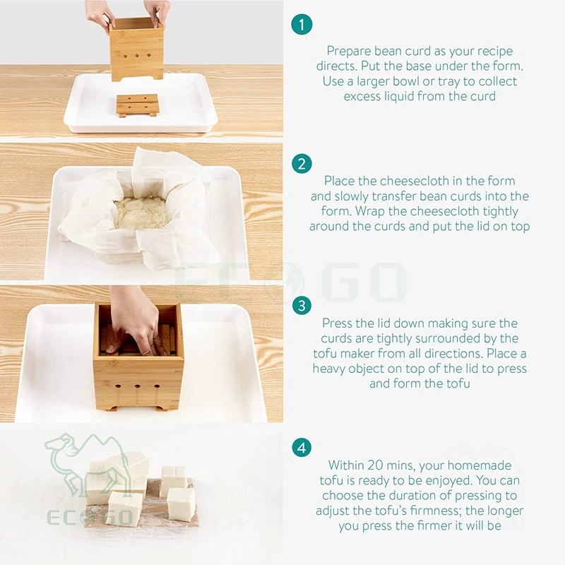 Bamboo Tofu Press Cheese Maker Tofu Making Kit Wooden Press Tofu Mold for Making Fresh Homemade