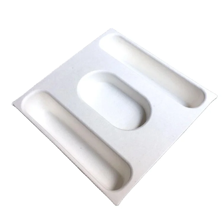 Customized Biodegradable Moulded Paper Tray Recycled Bamboo Pulp Packaging Unbleached Insert