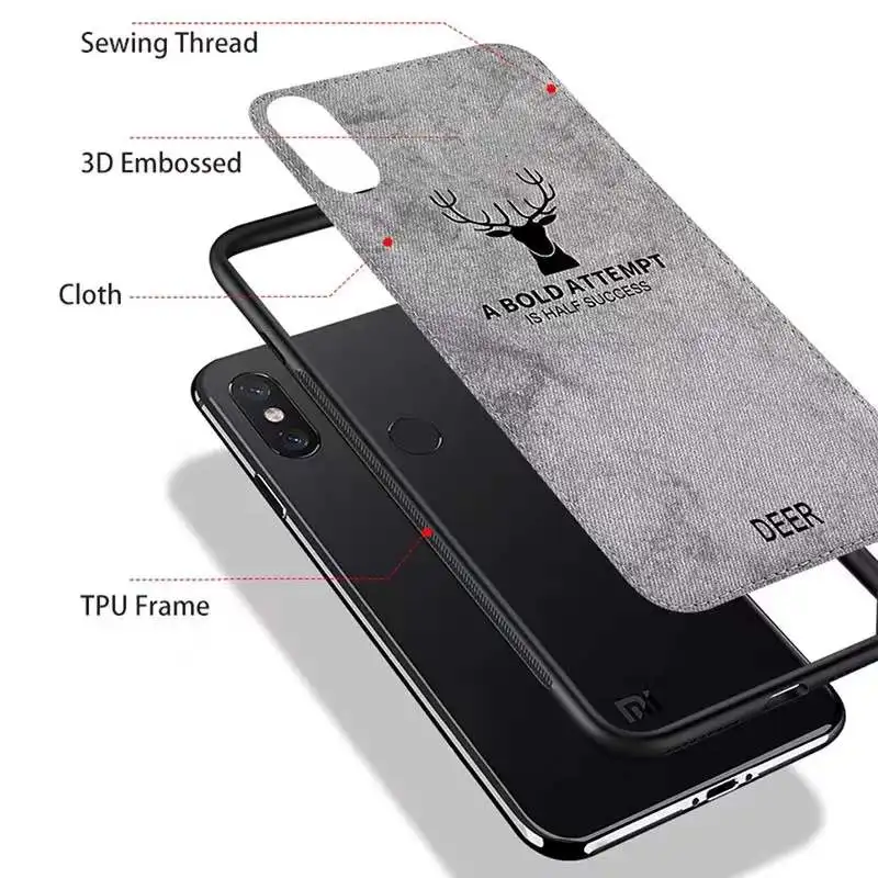 Hot Selling Christmas Elk 3D Embossing Deer Print Fabric Cloth Mobile Leather Phone Case For IPhone 11 12 13 Pro Max