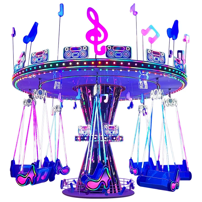 New Generation 16-Seater Flying Chair Music Theme Fiberglass Rotating Carousel Classic Amusement Shopping Malls Public Occasions