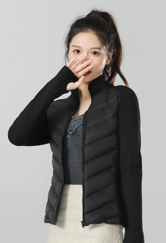 Goose Down Jacket Women Windproof Slim Outdoor Sports Running Yoga Jacket