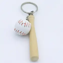 Mini PU Ball Wooden Bat Softball Baseball Keychains for Sports Party Favors