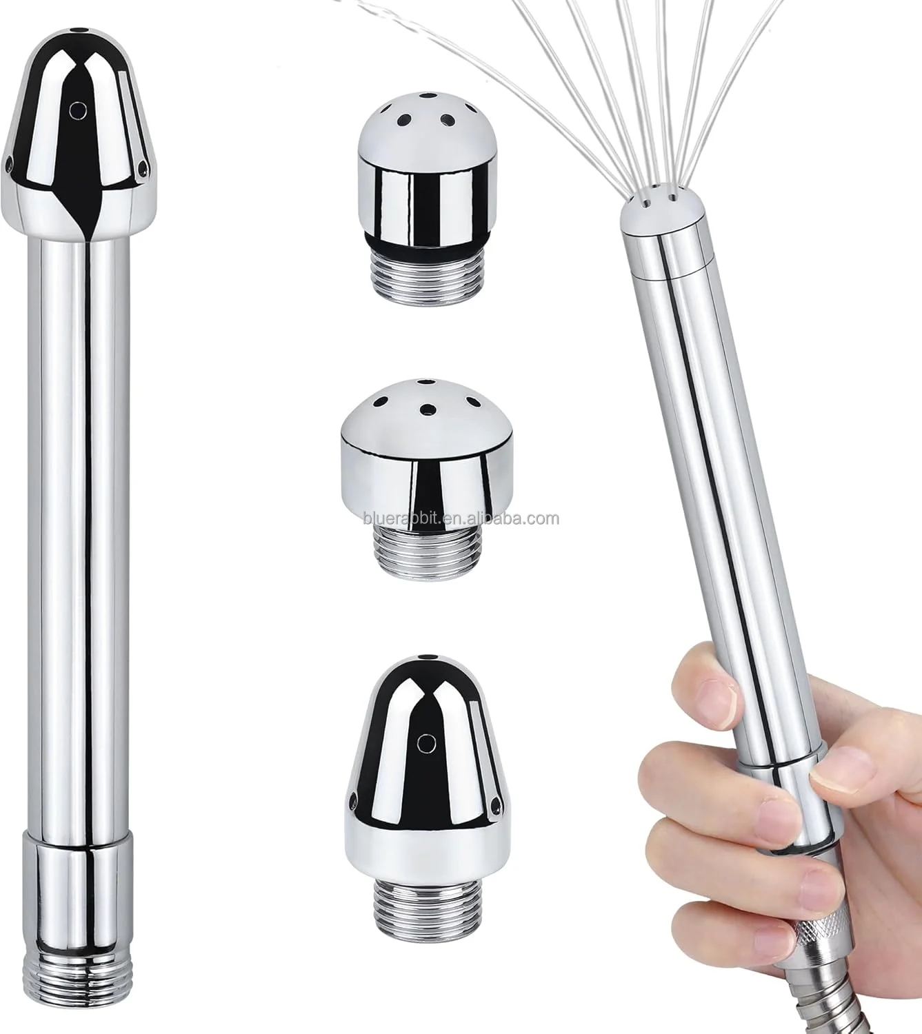Metal Shower Enema Douches Nozzles Wholesale Shower Attachments kits with 3 Aluminum Shower Heads Anal Cleaners