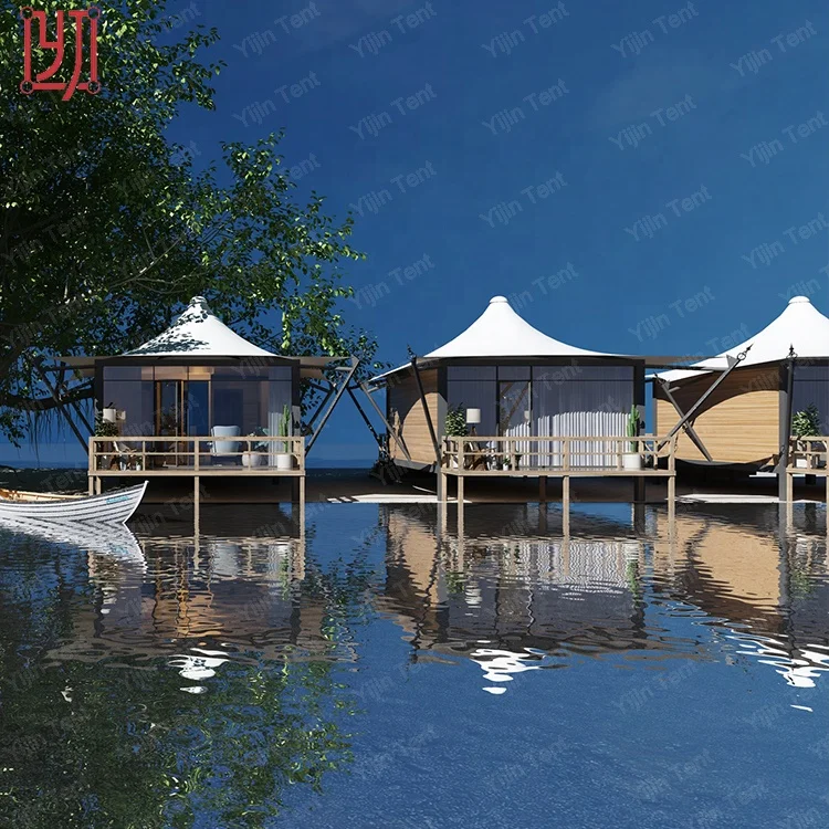 PVDF pagoda hotel tent luxury resort glamping with toilet and bathroom