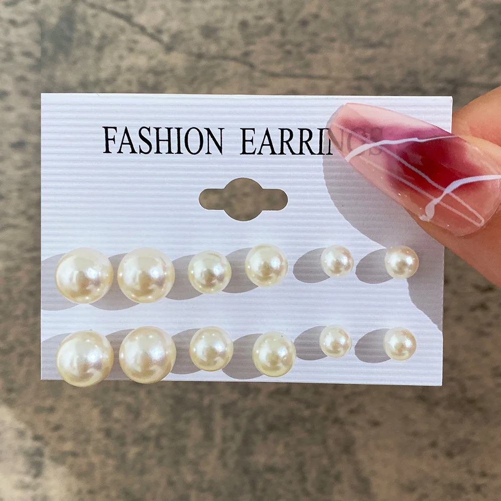 Fashion 18Pairs/set Colorful Gold Imitation Pearl Stud Earrings Set Women Korean Elegant White Pearl Earrings Jewelry For Gifts