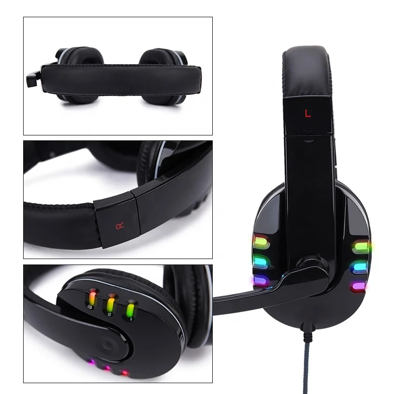 Soyto SY733RGB Gaming Headphones LED with Microphone USB Gamer Headset with Microphone for PC  Game Headphone