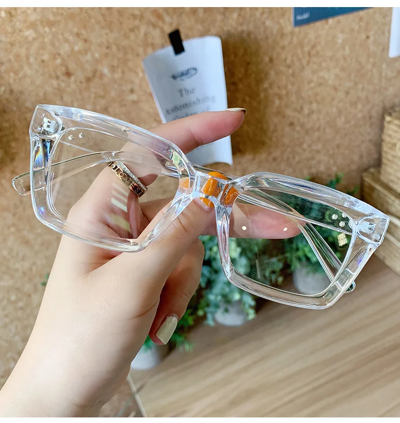 Decorative Sunglasses Square Oversized Eyewear Vintage Women Trend Clear Optical Myopia Frame Glasses Popular Goggle Sunglasses