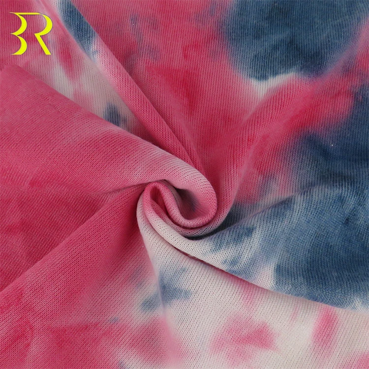 2021 Customized  Knitting Printed 97%P 3%SP Coarse clothing Tie-dyed Fabric for Polo Shirt