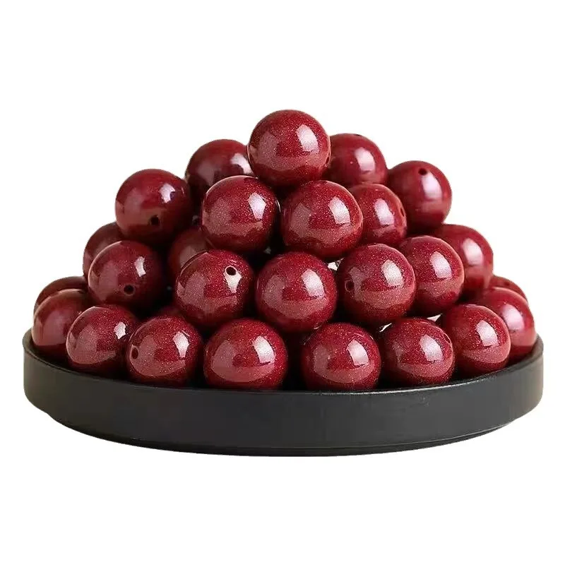 Natural Raw Cinnabar Beads Loose Beads Purple Gold Sand Round Beads Diy Jewelry Accessories Semi-finished Wholesale