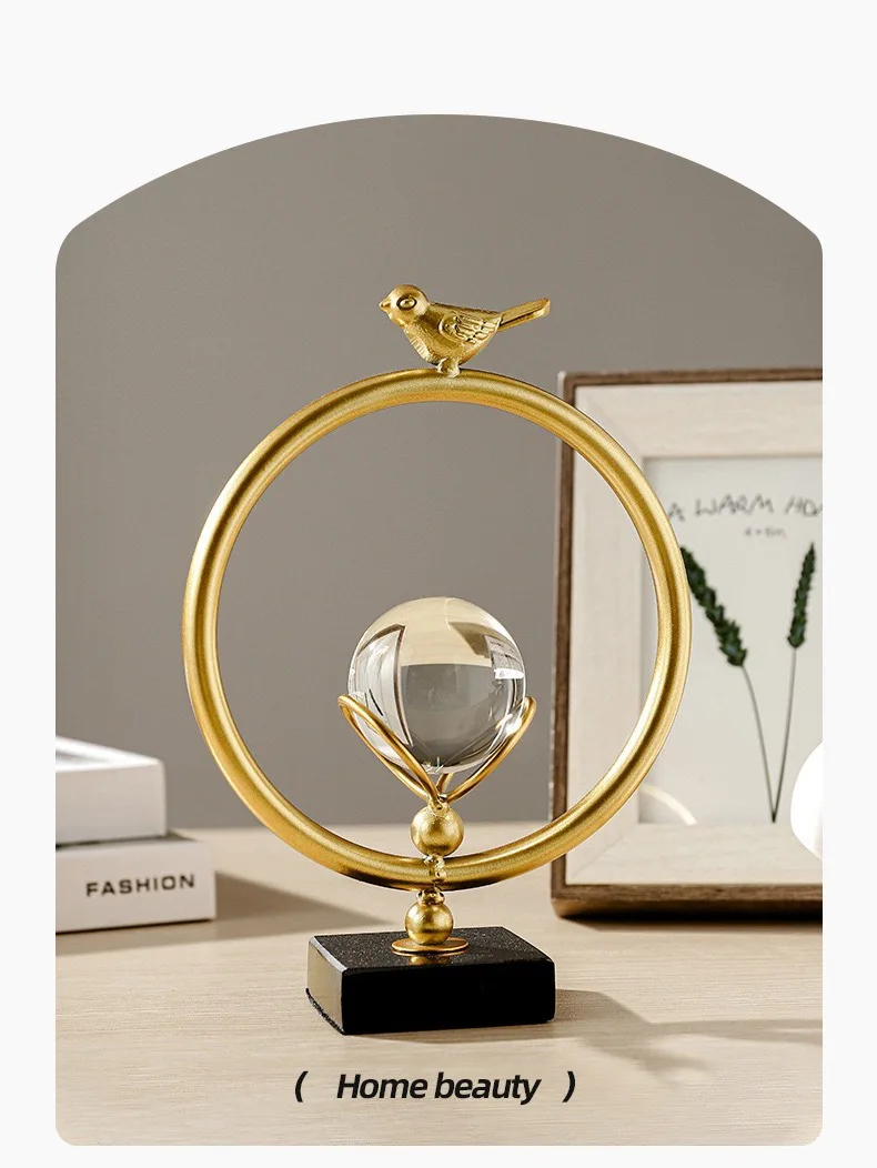 Wholesale modern Scandinavian iron light luxury creative crystal ball love metal crafts TV cabinet office decorative ornaments