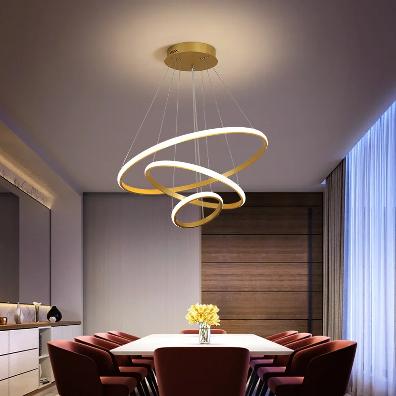 Linear Ceiling Round Modern Led Chandelier Pendant Light Circle Ring Pendant Light Luxury Living Room Light Chandelier Gold Lamp